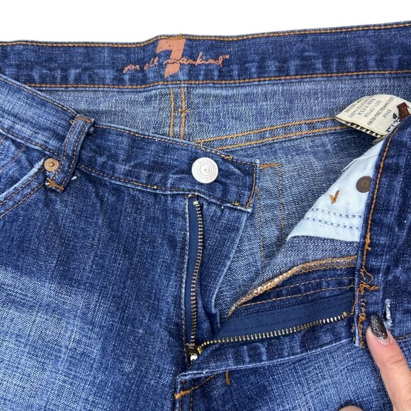 7 For All Mankind Dojo Women's Size 30 Flare Jeans Dark Wash Wide Leg 703795 - Picture 9 of 10